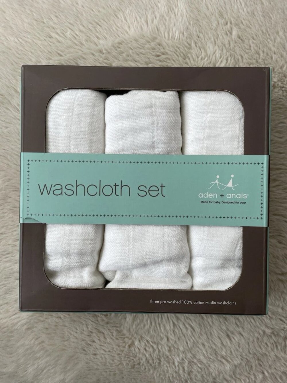 SALE! NWT Aden and Anais 100% Cotton Muslin Washcloths White - 3 Pack